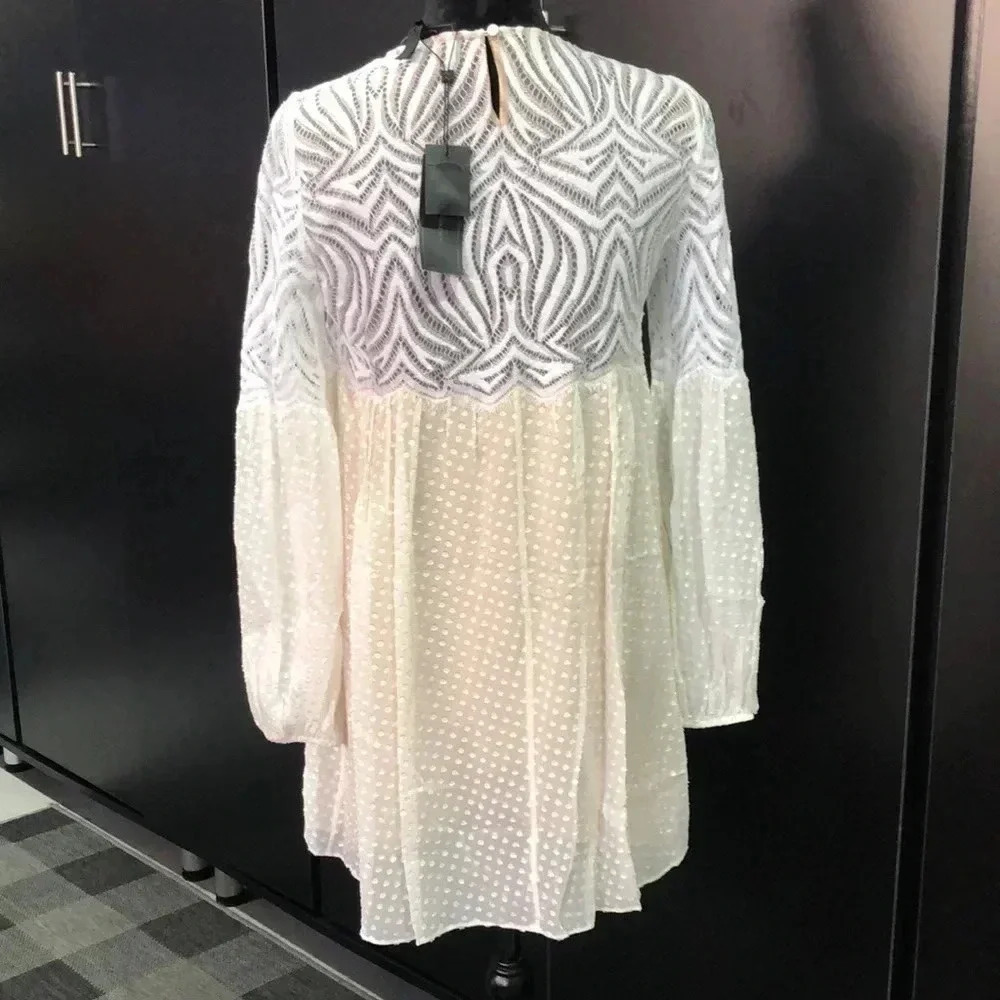 Bcbg Maxazria Kitra,Baby Doll,Embroidered Lace, Pin Dot,Balloon Sleeve,Lined — image 5 of 8
